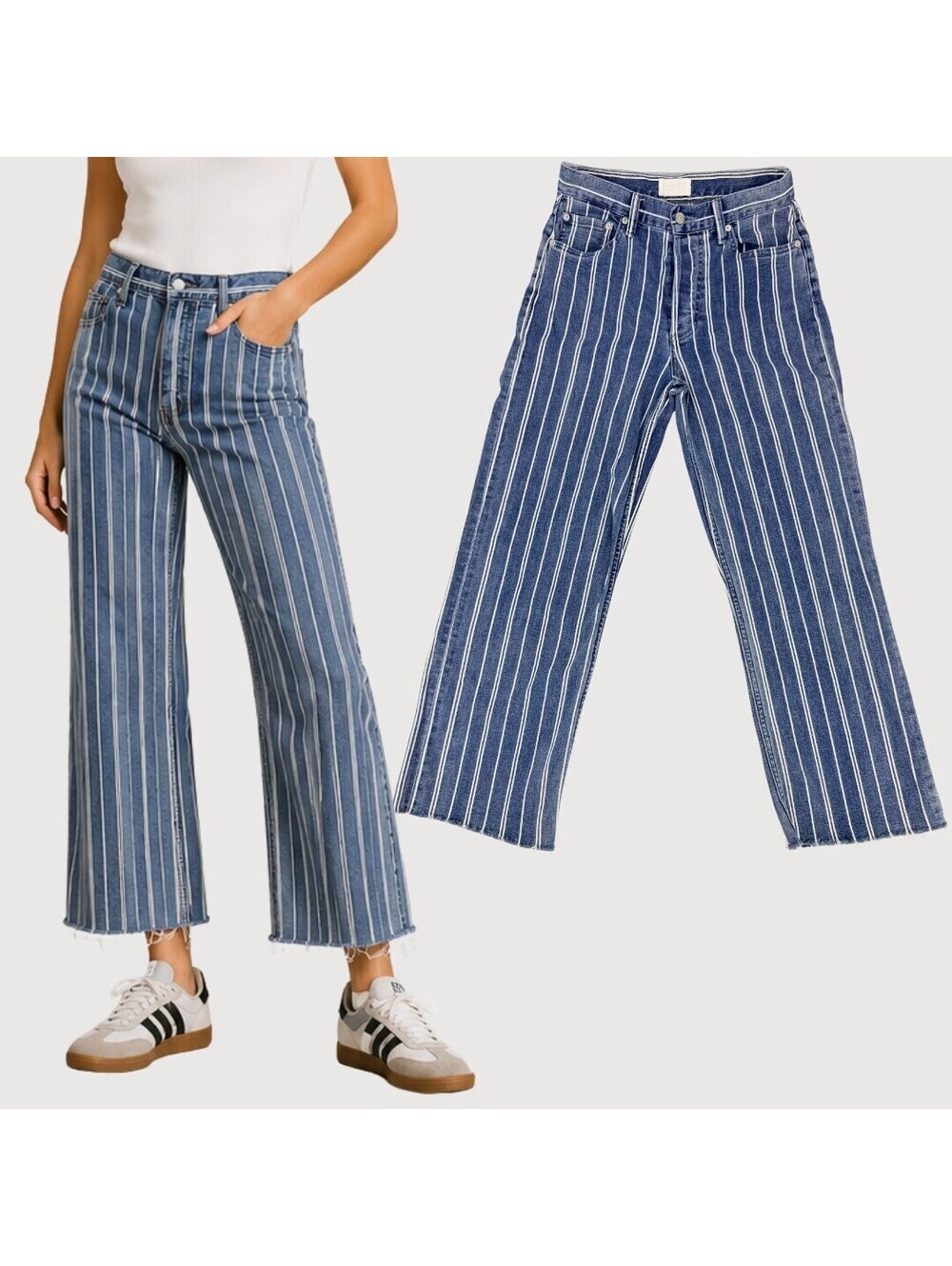 Boyish Mikey Striped Crop Flare Jeans 26